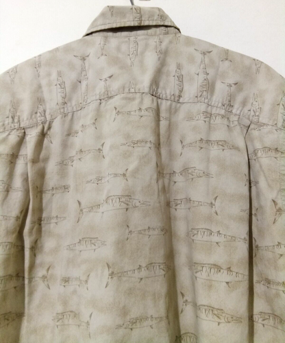 Wrangler Shirt Button Front Shirt Fish Graphic Fisherman Pocketed Men's Medium - Picture 7 of 10