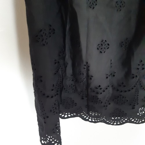 Madewell Bardot Blouse Top Broderie Black Ladies Size M/L P2P 22" - Picture 11 of 24