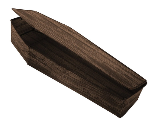 60In. Brown Realistic Wooden Coffin with Lid Halloween Decoration - Picture 4 of 12