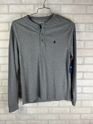 IZOD Golf Pullover Shirt 1/4 Button Up Men s Gray Sz Small NWT