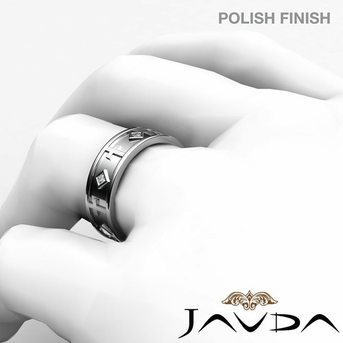 Cross Design Men's Princess Diamond Eternity Wedding Band 14k White Gold 0.30Ctw - Picture 23 of 30