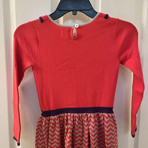 Mini Boden Long Sleeve Peter Pan Collar Sweater Dress Chevron Girls Size 5-6 - Picture 10 of 12