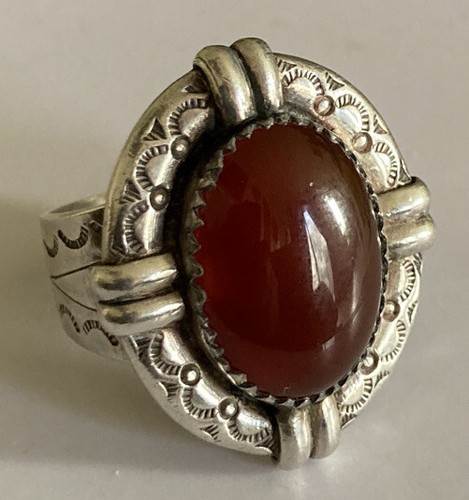 Toller Vintage Navajo Sterlingsilber Ring Größe 9 großer Karneol - Bild 4 von 17