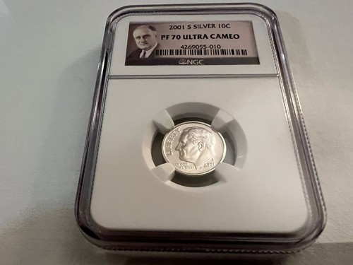 2001-S SILVER ROOSEVELT DIME NGC PF70 ULTRA CAMEO "PORTRAIT LABEL" TOP POP - Picture 2 of 4