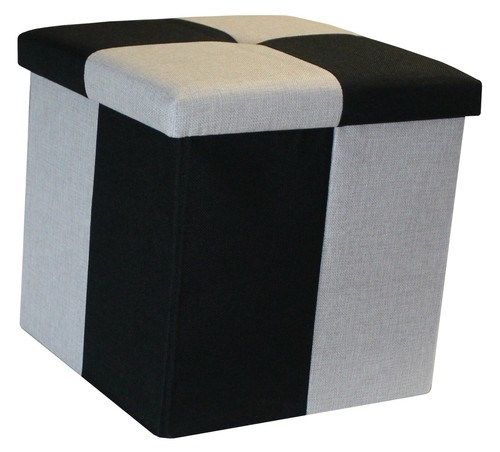 QUATTRO SMALL STORAGE BOX FOLDING CUBE FOOT STOOL REST SEAT LID CHECK MULTI - Picture 2 of 5