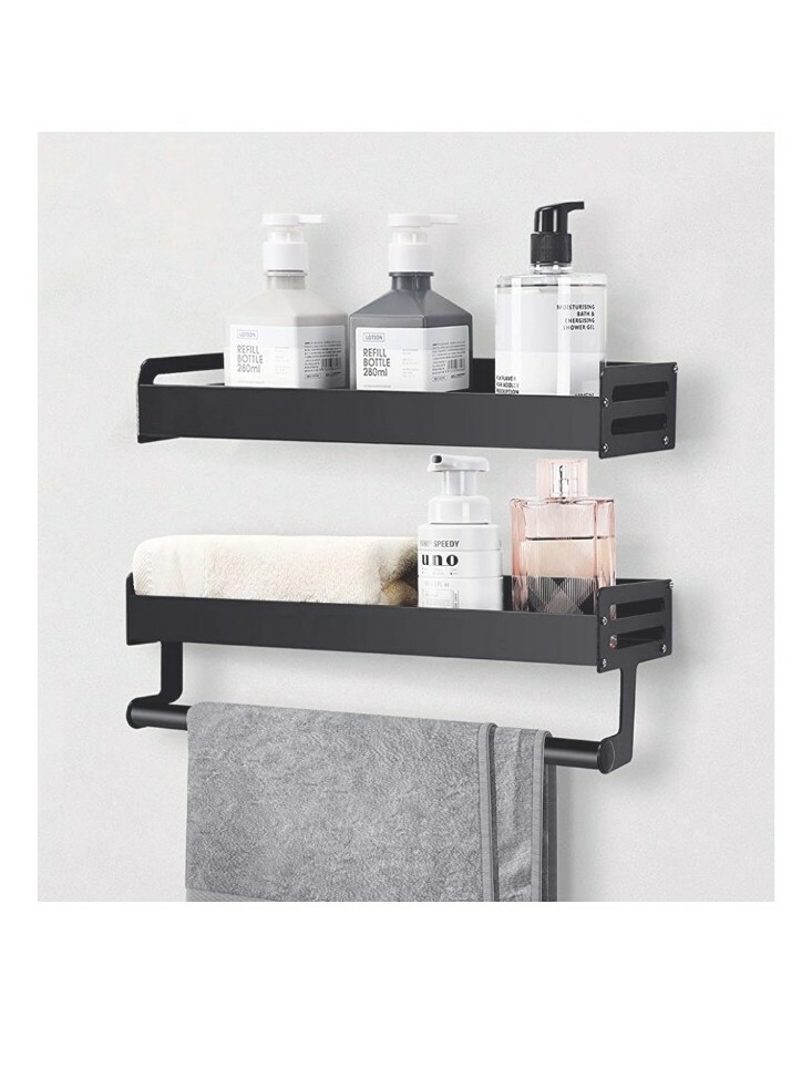 Shantton Floating Shelves Bathroom Shelf with Towel Bar Hooks Wall