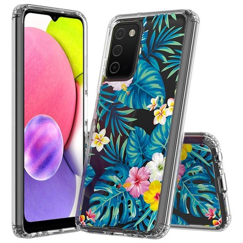 Fusion Shield robuste zum Einrasten transparente Hülle für Samsung Galaxy A03s - Hibiskus