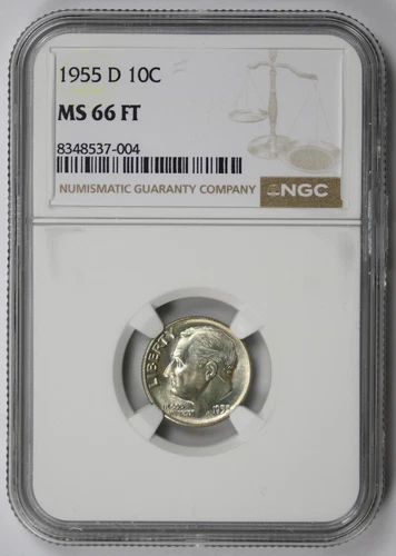 1955-D Roosevelt Dime 10C MS 66 FT Full Torch NGC