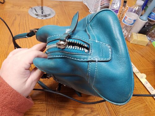 Coach Hamptons borsa a mano in pelle pieno fiore turchese verde acqua 8A69 - Foto 4 di 20