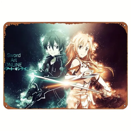 Anime Kirito & Asuna aus Sword Art Online Anime Metall Poster Schild 12"x8" Kunst