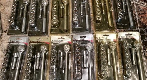 🔥▶️LOT OF 17 Sheffield 9 Piece SAE Socket Set With Ratchet Handle 60014 3/8" - Picture 3 of 8