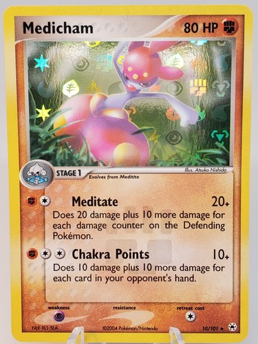 Juego de Cartas Coleccionables Pokémon - Medicham EX Leyendas Ocultas 10/101 Holograma Inverso Raro De Colección 2004! - Imagen 4 de 12