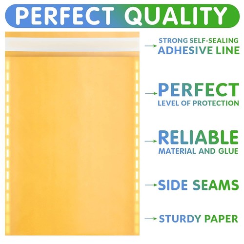 50PCS Poly Bubble Mailers Envelope Padded Bag Yellow Cushioned Satchel 32 Sizes - Picture 4 of 56