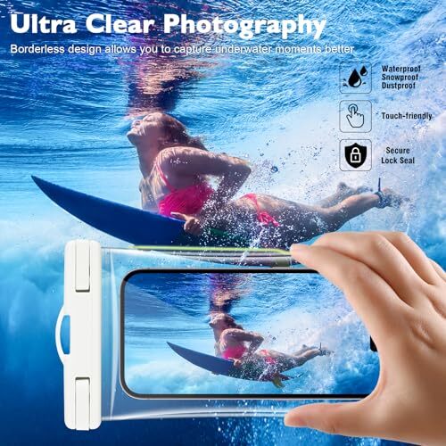 2 PCs Waterproof Phone Pouch, Clear Waterproof Phone Case for Black + White - Picture 3 of 8
