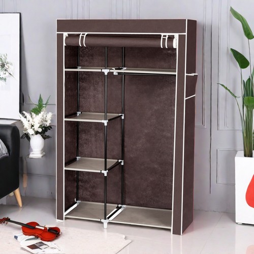 64" Portable Clothes Closet Home Wardrobe Clothes Storage Organizer with Shelves - Picture 4 of 24