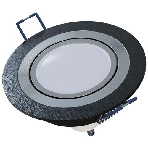 LED Einbaurahmen Rund 90x22mm Schwarz Aluminium Schwenkbar Spot GU10 MR16 - Picture 3 of 4