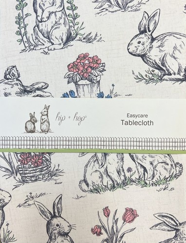 Hip Hop Natural Tan Bunny Floral Garden Cloth Tablecloth 70 Round Indoor Outdoor