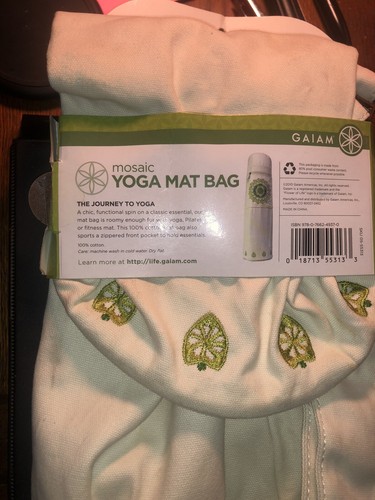 Neu Gaiam hellgrün/weiß durchgehender Reißverschluss Canvas Cargotasche Yogamatte Tasche - Bild 8 von 11