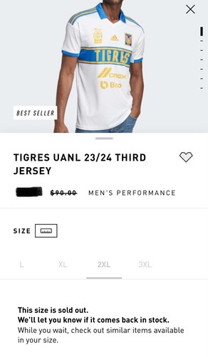 ADIDAS TIGRES UANL 2023 WHITE THIRD JERSEY SIZE XXL *SOLD OUT* 🔥BEST SELLER🔥 - Picture 6 of 6