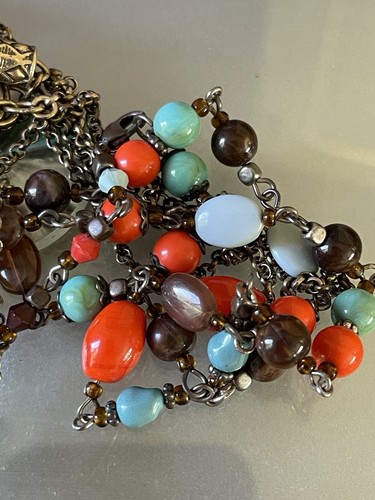 Cleobella X and Lucky Necklace Collab Tribal Turquoise Bar Cluster + Beaded 32” - Picture 20 of 22
