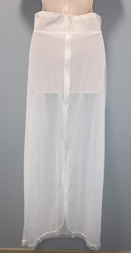 Vintage MERRY MODES Size 12 Ivory Long Formal Half Slip Back Zipper Lace Slit - Picture 3 of 12