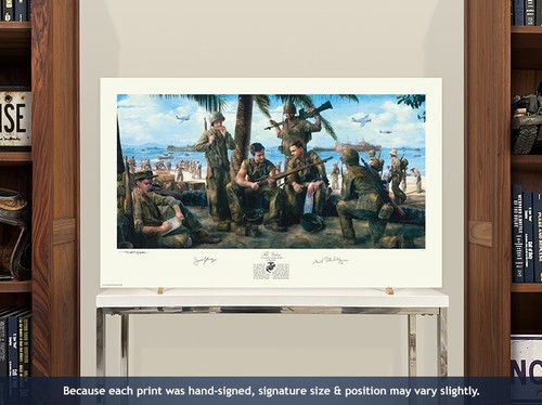 Robert Leckie and Sid Phillips 1st Marine Division on Guadalcanal signed art - Picture 2 of 7