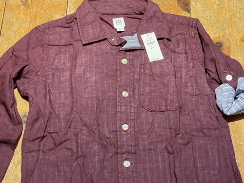 NWT Gap Kids Boys  Button Shirt Burgundy Maroon   u pick size - Picture 3 of 4