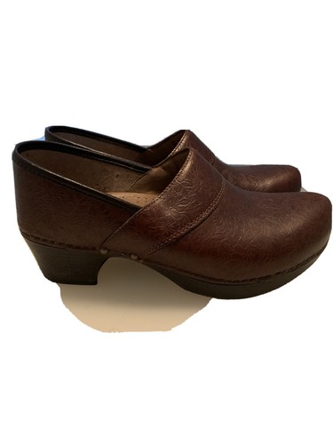 DANSKO Brown Floral Leather Tooled Embossed Staple