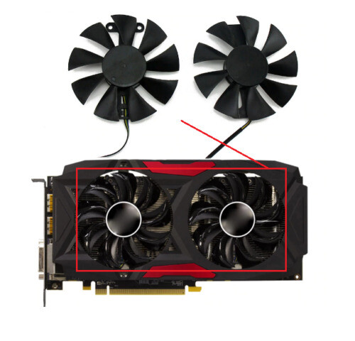 Pair Fans Cooling Fan For PowerColor RX 480 470 580 GA91S2U 85mm - Picture 1 of 6