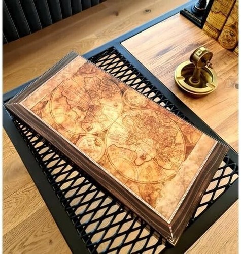 Luxury Backgammon Set for Adults Maps Theme Large Wooden Game Board 19" / 50cm - Picture 3 of 7