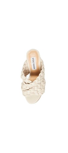Steve Madden Twisted Bone Off White Leather Chunky Braided Straps Open Toe Mules - Picture 9 of 9