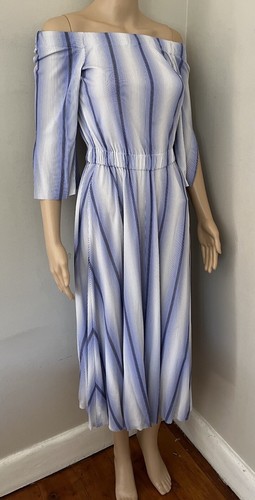 Scanlan Theodore Off The Shoulder Stripe Jersey Dress Size 6 - Picture 6 of 11