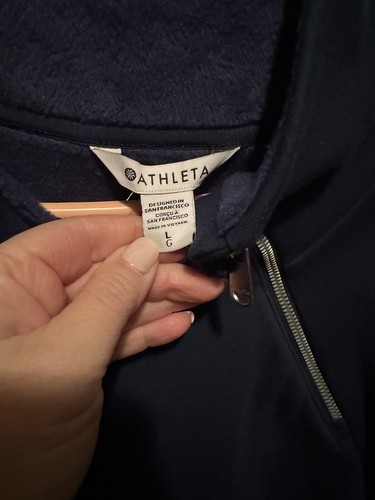 NEW Athleta Women’s Cozy Karma Asym Pullover Size L NWT Navy Blue Top - Picture 2 of 7