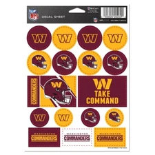 WASHINGTON COMMANDERS 17 LOGO VINYL STICKER SHEET NEW WINCRAFT 👀