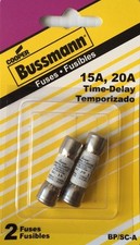 2-Pack Cooper Bussmann 15A & 20A BP/SC-A Time-Delay Cartridge Fuses - NEW
