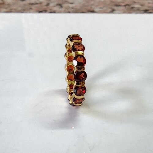4mm Garnet Wedding Band Full Eternity Band Silver Gold Plated Ring Stacking Band - Picture 3 of 5