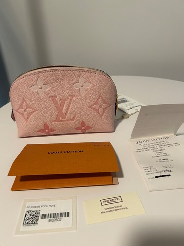 Louis Vuitton Authentic Rosebud Empreinte Pink Cosmetic Pouch Makeup Bag New - Picture 8 of 10
