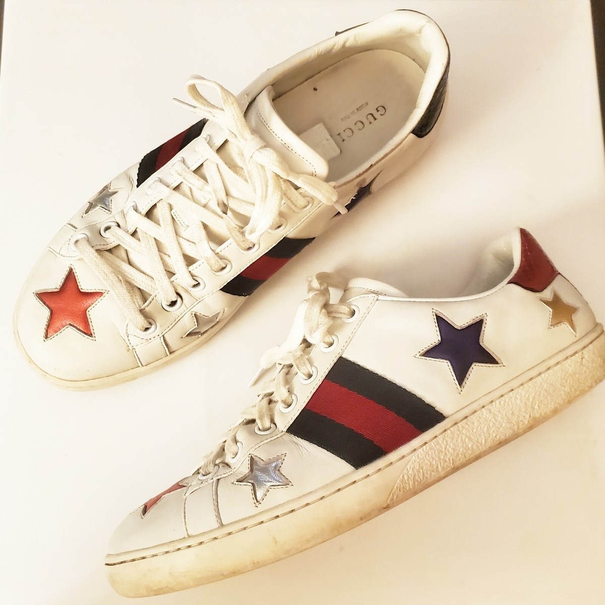 Gucci Ace Star Leather Sneakers Size 37 | eBay