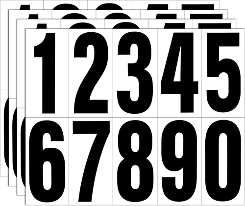 Reflective Number Stickers, 4 Sets 4 Inch Vinyl Waterproof Black Mailbox Numbers - Picture 9 of 12