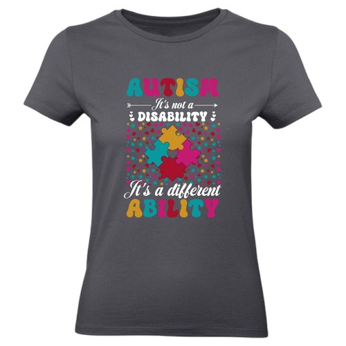 It's Not a Disability It's a Different Ability Autism Awareness Gift Ladies Top - Picture 4 of 8
