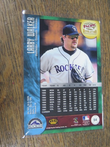 Pacific Revolution #54 1998 Larry Walker Rockies Salón de la fama lámina brillante rara - Imagen 2 de 2