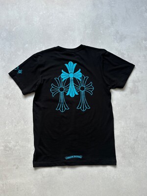 CHROME HEARTS Blue Cross Tee 正規品 Chrome Hearts triple blue cross tee size M | eBay