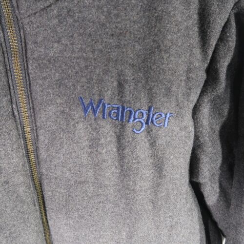 Wrangler Mens Full Zip Jacket Grey Size Small Wool Blend Vintage Spellout Logo - Picture 3 of 10