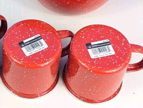 GSI Outdoor Red Enamelware (5) Piece Lot Water Pitcher & (4) Mug/Cups Camping - Picture 14 of 14