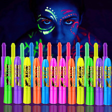 12 Pieces Glow Blacklight Face  Body Paint Makeup, Glow in the Dark Face Painti