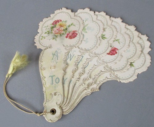 Antique VALENTINE 6-Part FAN Die-Cut + Embossed "To My Sweetheart" ROSES & FMNs - Picture 5 of 5