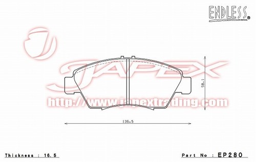 ENDLESS SSS Front Brake Pads for HONDA CIVIC ES3/EU3 2003/9-2005/9 2000cc EP280 - Picture 2 of 2