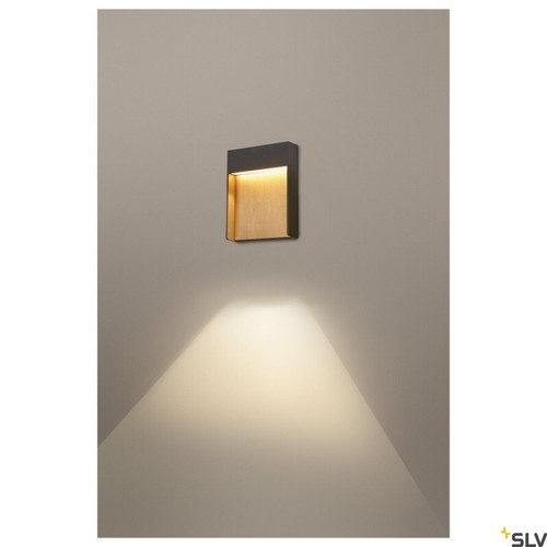 SLV FLATT Outdoor LED wall light 3000K IP65 anthracite/brown 1002953 - Picture 3 of 3