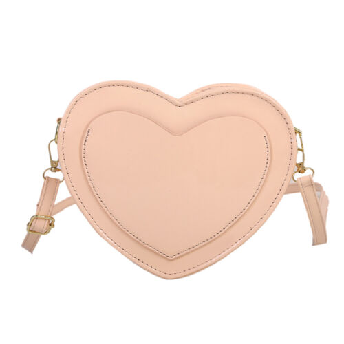Damen PU-Leder einfarbige Umhängetasche Schultertasche Retro Liebe Herz Form Geldbörse - Bild 18 von 20