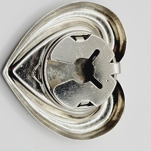 Romantic Feminine Heart Simple Stylish Button Cover Silver Tone 1980s Love - Picture 6 of 8